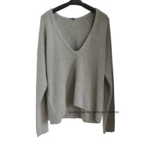 100% Cashmere Deep Vee Neck Pullover Strick Damen Pullover